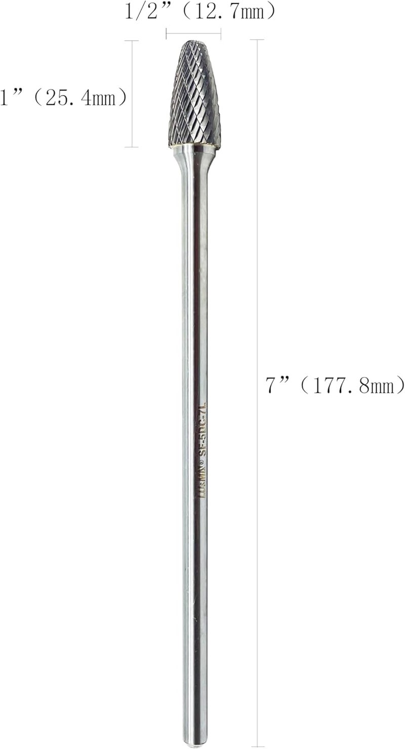 LU&MN SF-5 Tungsten Carbide Burr Tree Shape Radius End Double Cut Rotary Burr File,1/4'' Shank,7"Long Shank, for Die Grinder Drill,Metal Carving, Polishing,Engraving by - Image 1